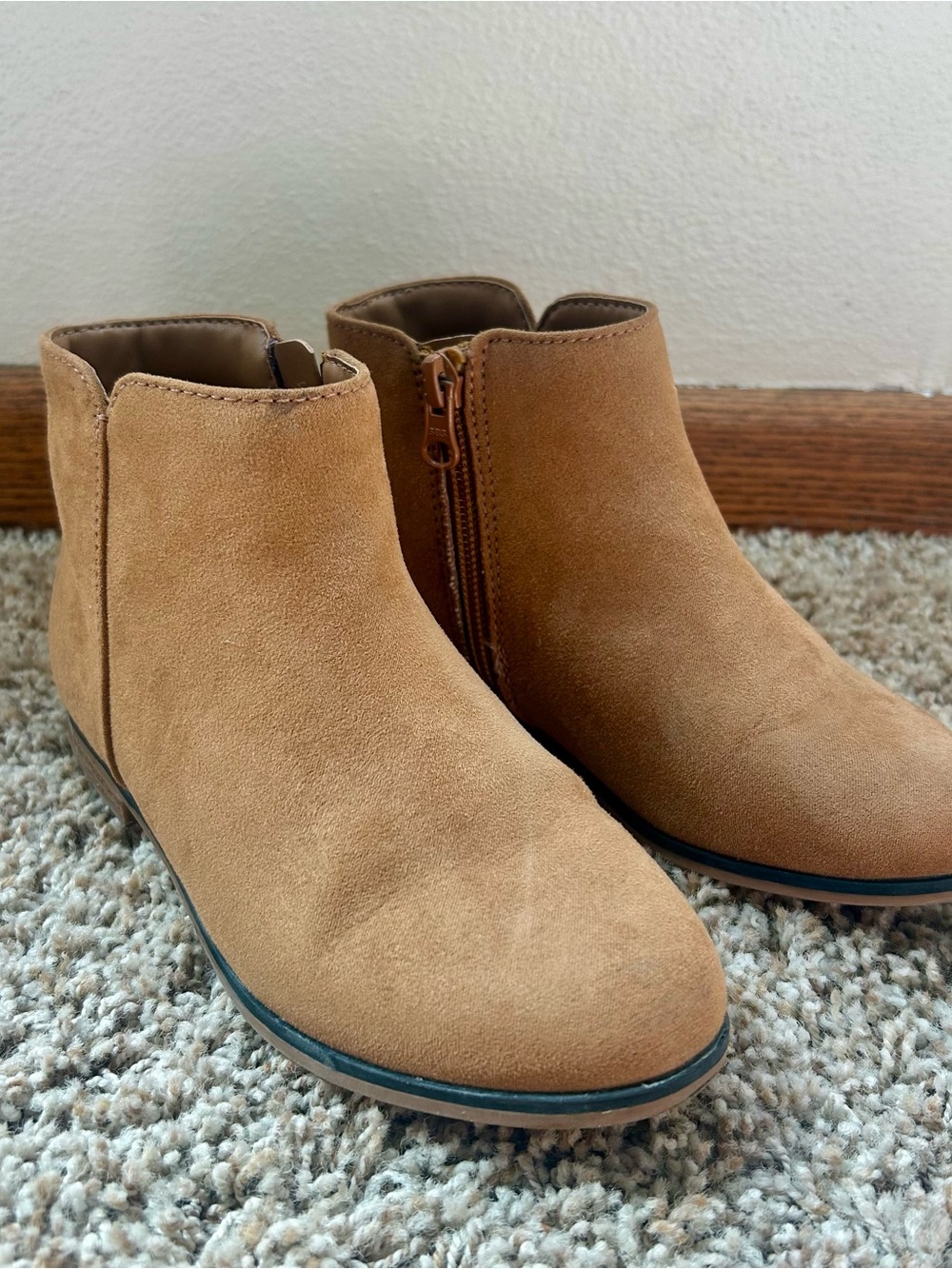 Cat & Jack Toddler Tan Suede Ankle Boots, 12T